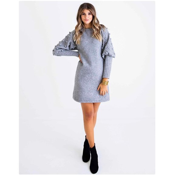 Karlie Dresses & Skirts - Karlie gray puff sleeve sweater dress